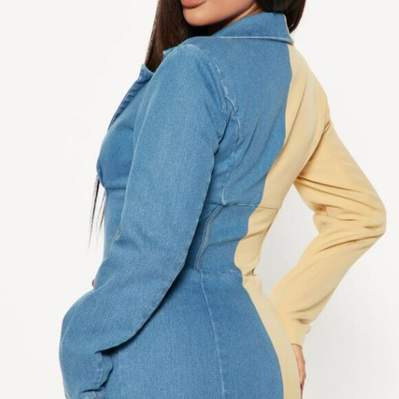 Two Way Blazer Mini Dress - Yellow/combo - Picture 2 of 3